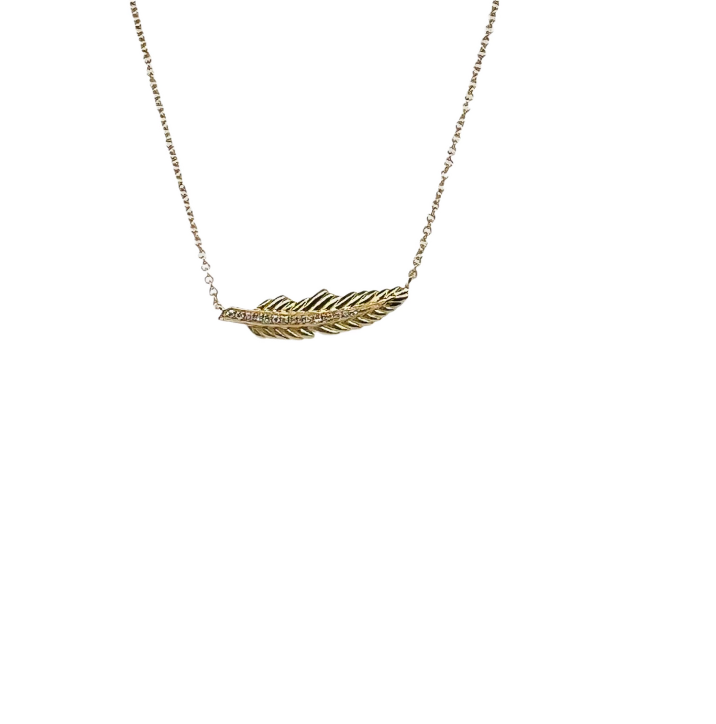 Diamond & Gold Feather Necklace