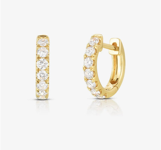 Diamond & Gold Petite Chunky Huggie Hoops