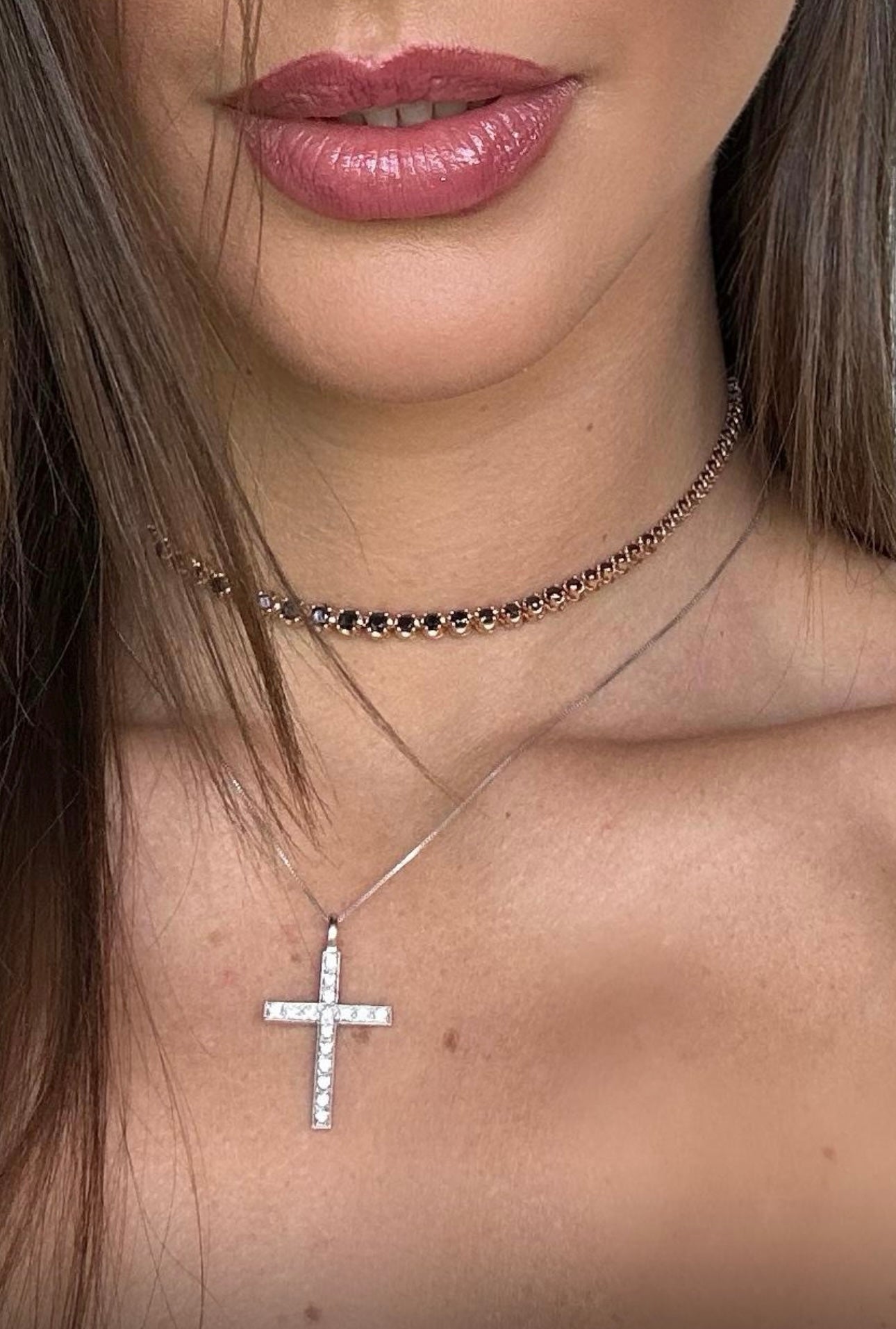 Black Diamond & Gold Adjustable Choker