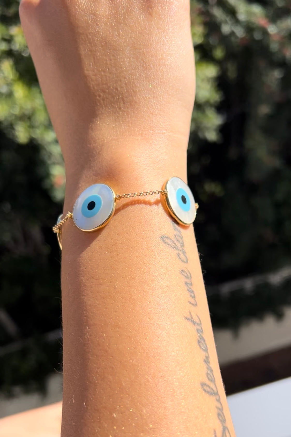 Diamond, Mother of Pearl & Gold Evil Eye Bracelet
