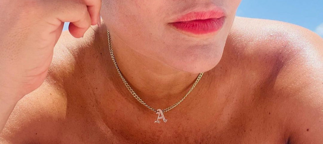 Gold & Diamond Initial Link Necklace
