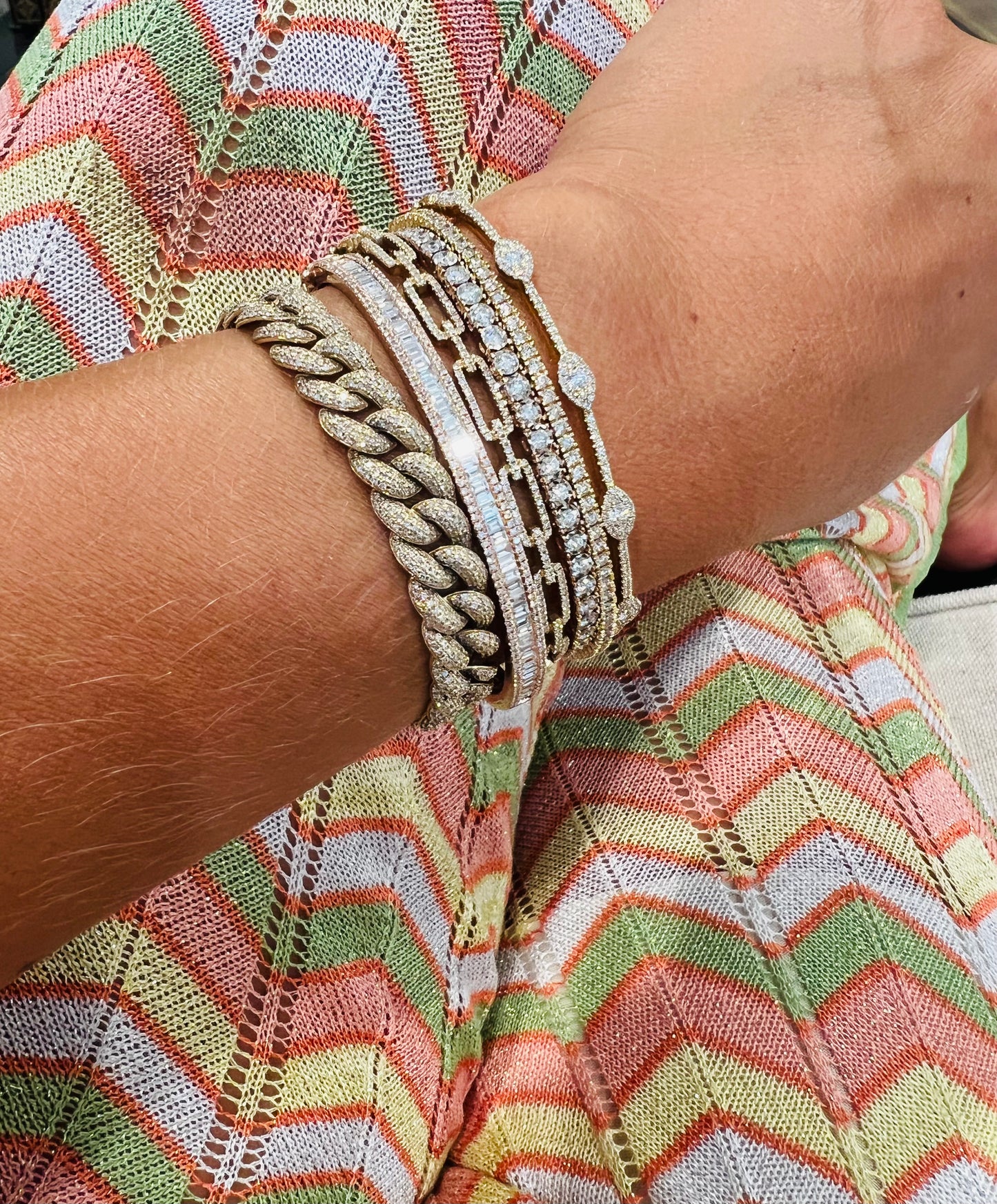 Diamond & Gold Evil Eye Cuff Bracelet