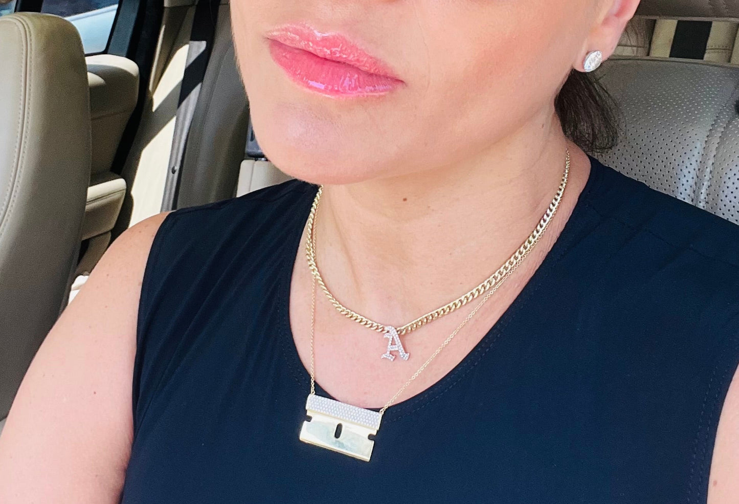 Gold & Diamond Initial Link Necklace