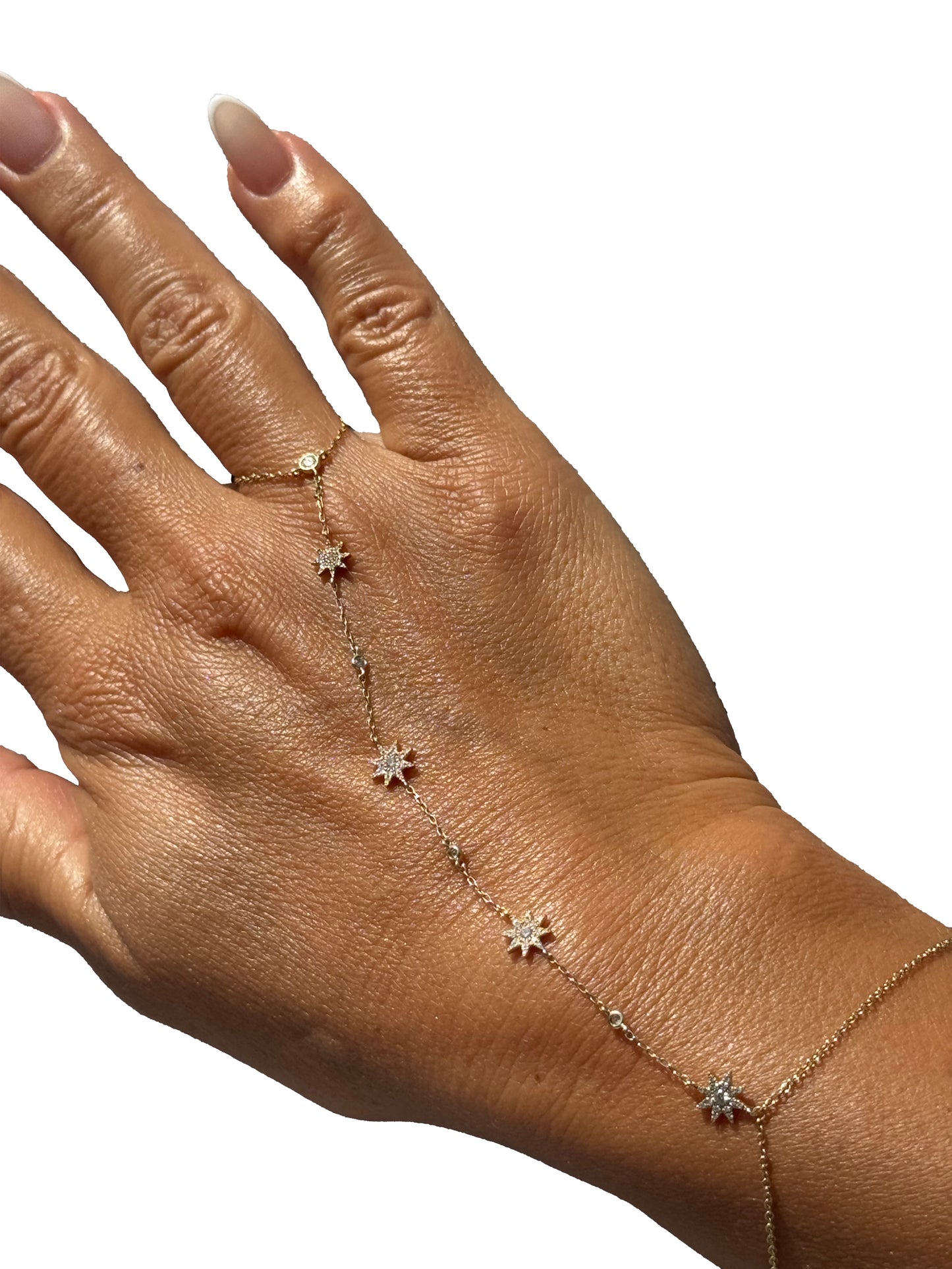 Diamond & Gold Starburst Hand Chain