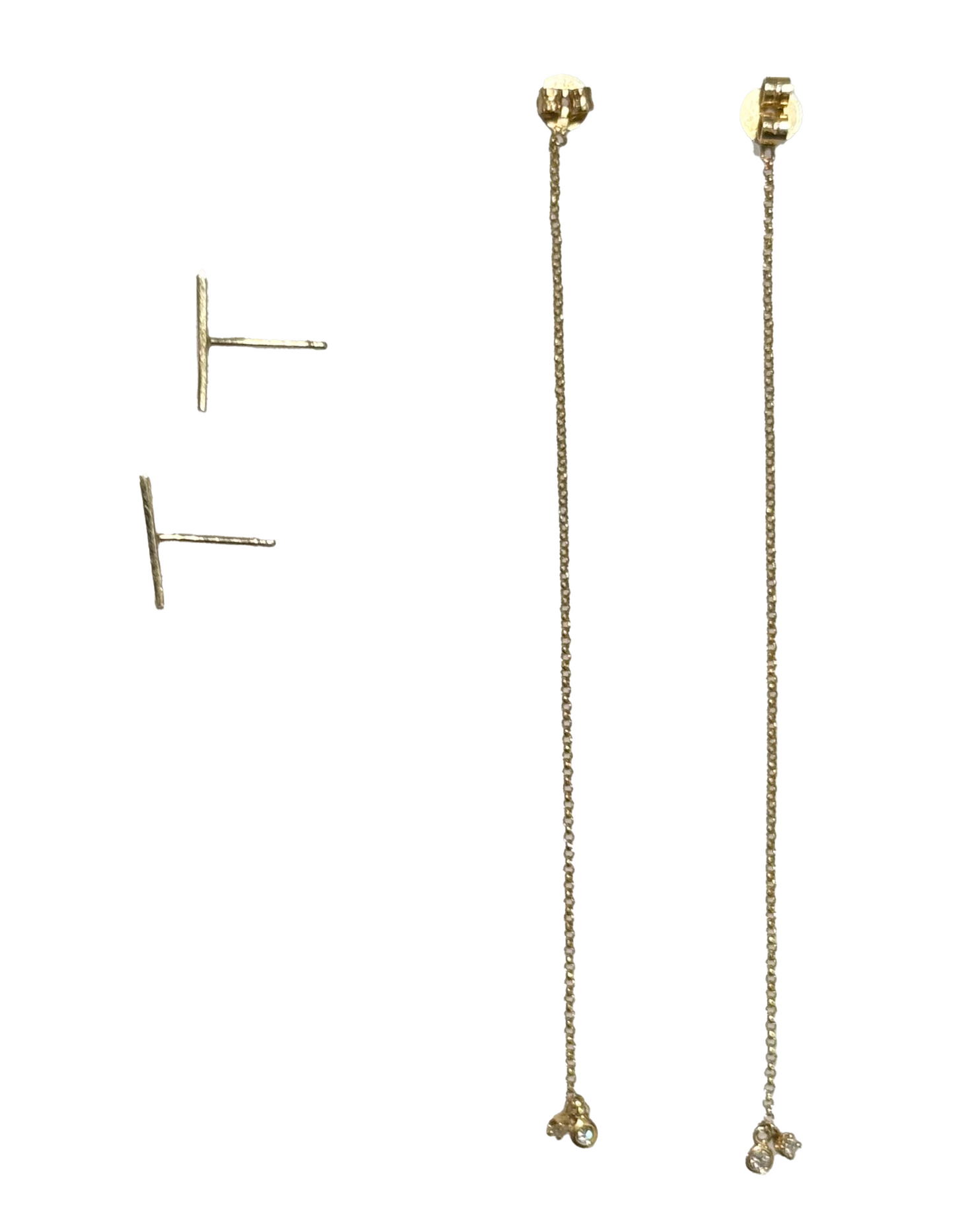 Diamond & Gold Bar Chain Earrings