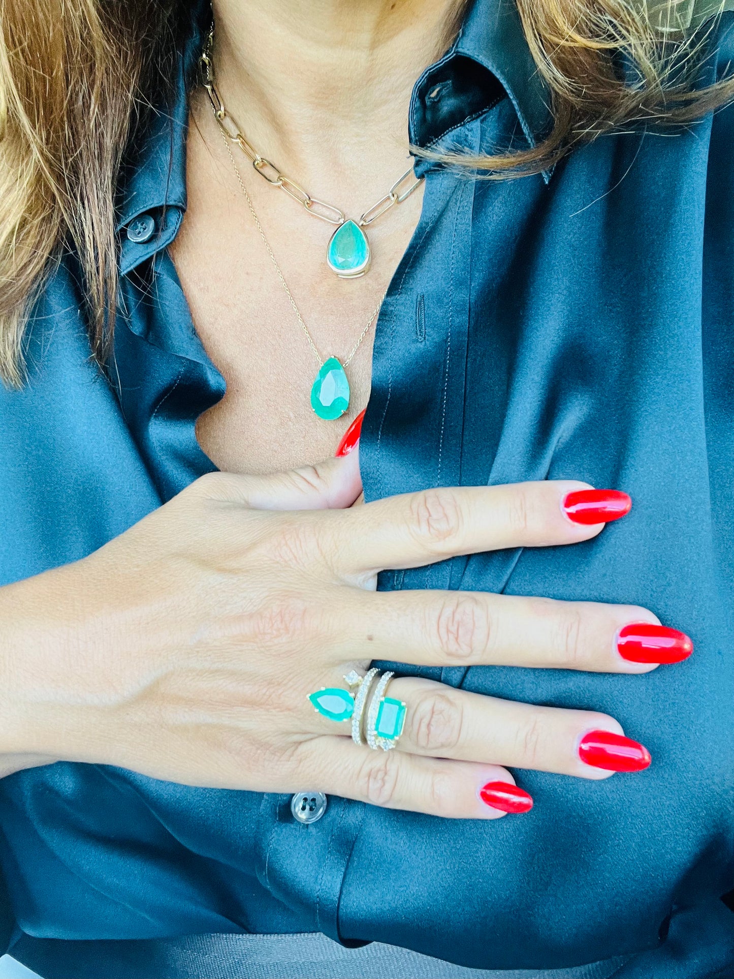 Diamond & Colombia Emerald Gold Ring