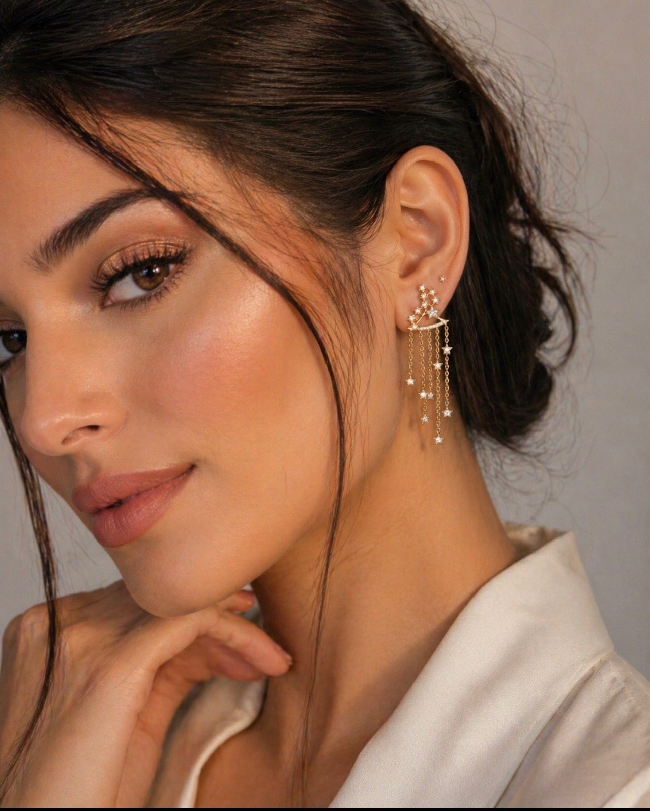 Diamond & Rose Gold Stars Chandelier Earrings