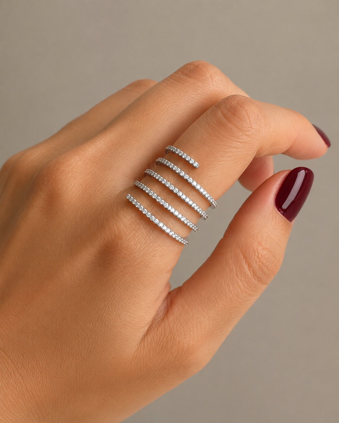 Diamond Spiral Pink Ring
