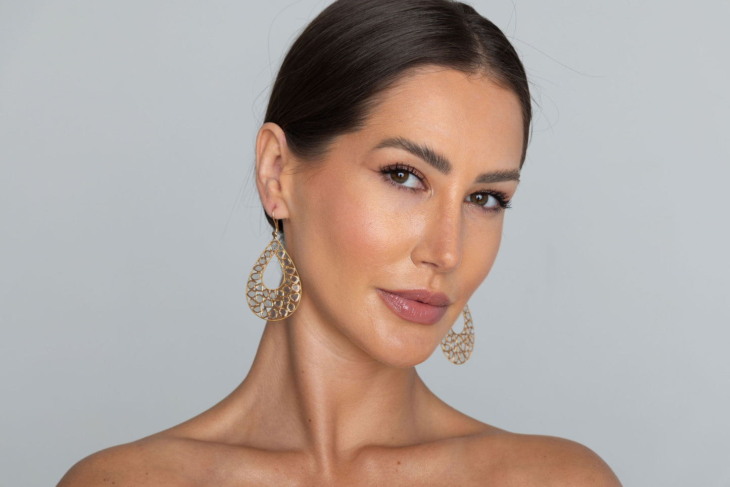 Gold & Diamond Teardrop Earrings