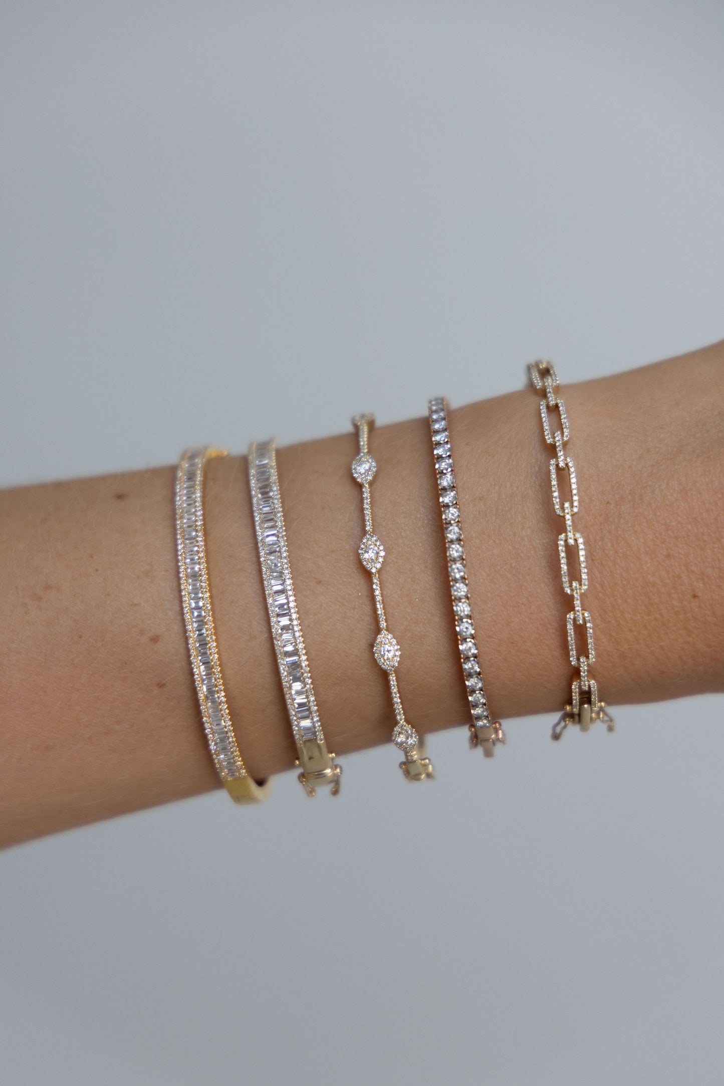 Diamond & Gold Link Cuff Bracelet