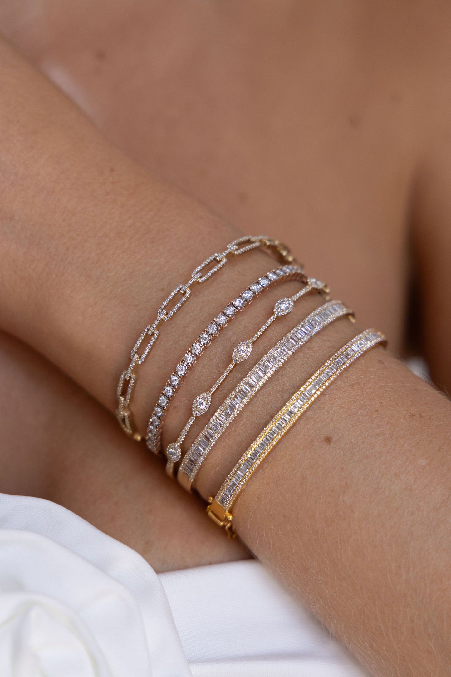 Diamond & Gold Link Cuff Bracelet