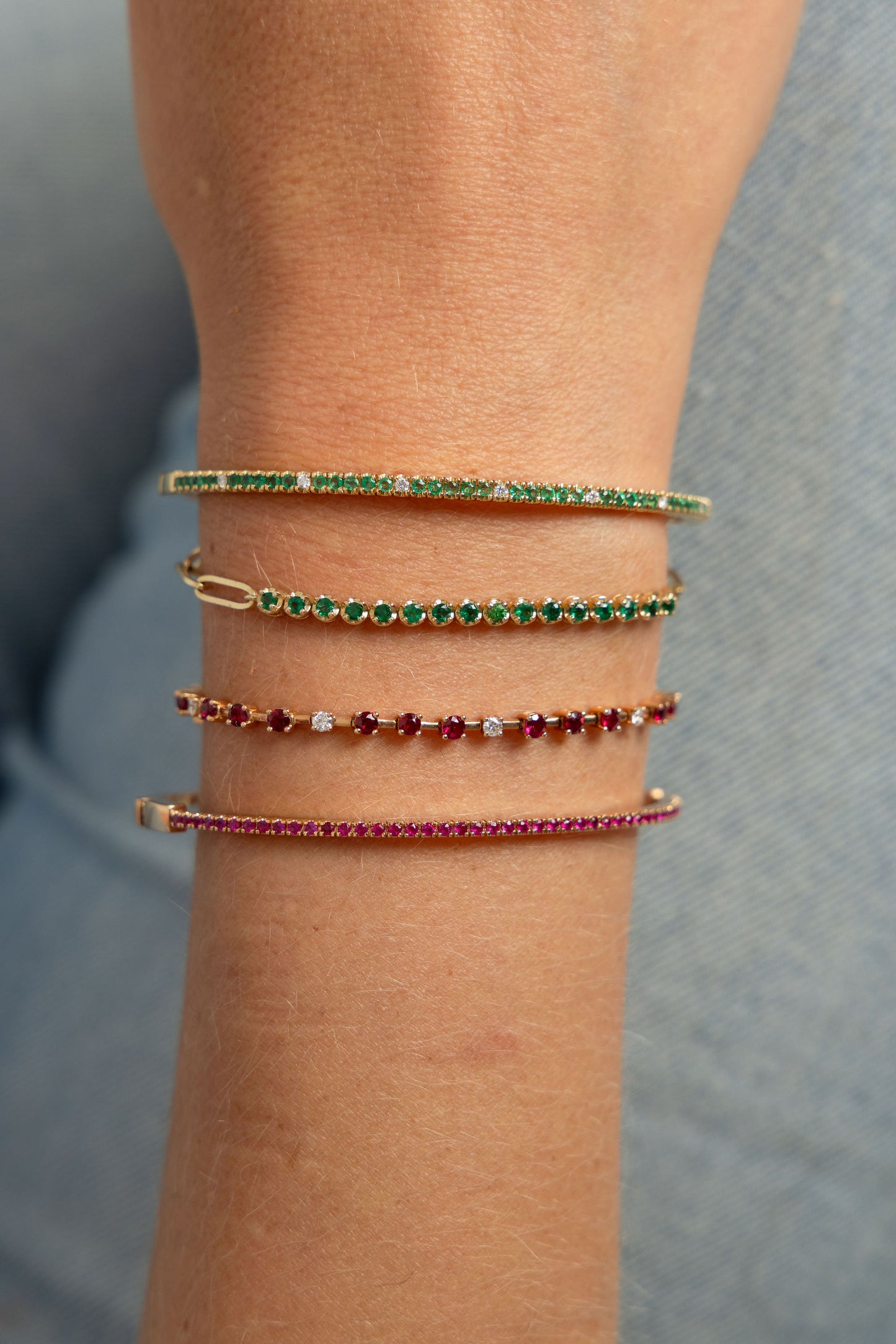 Diamond & Ruby Station Rose Gold Bracelet