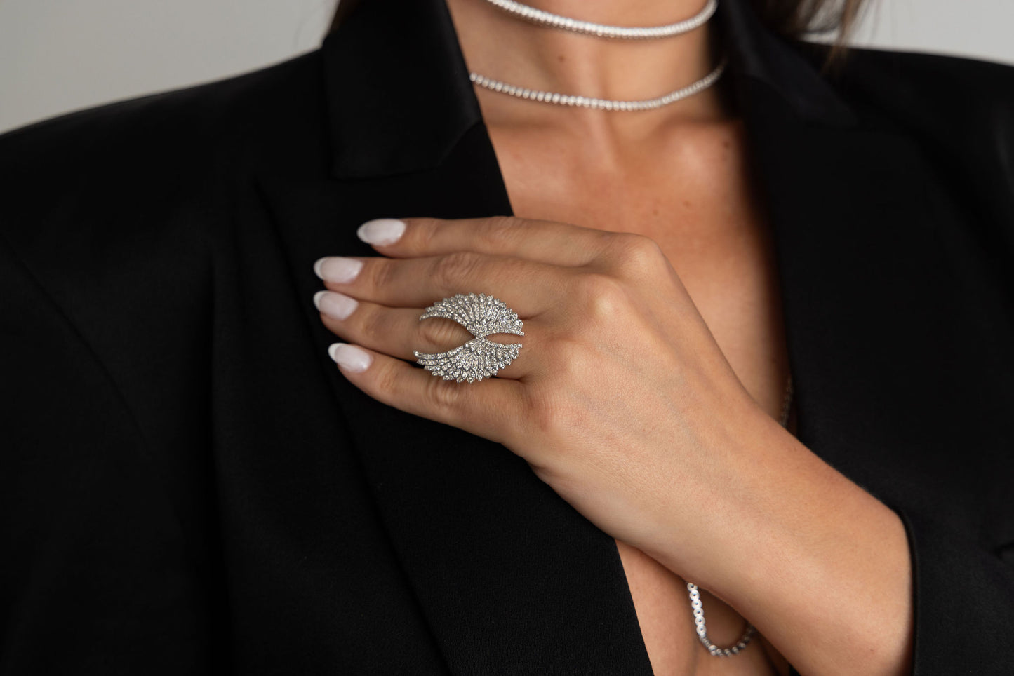 Diamond & White Gold Wing Ring
