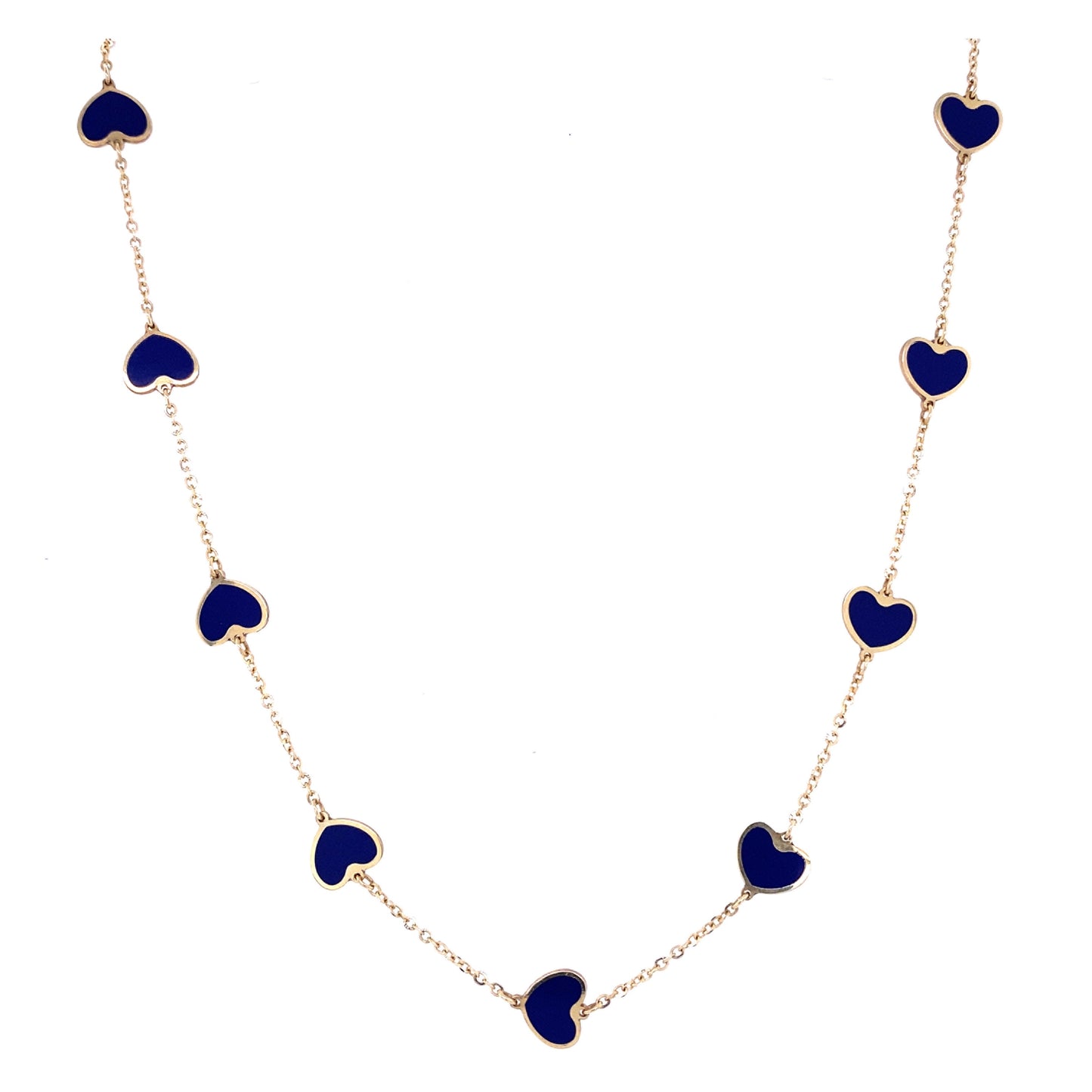 Lapis Lazuli & Gold Heart Station Necklace