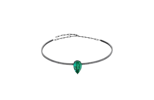 Emerald White Gold Rhodium Chocker