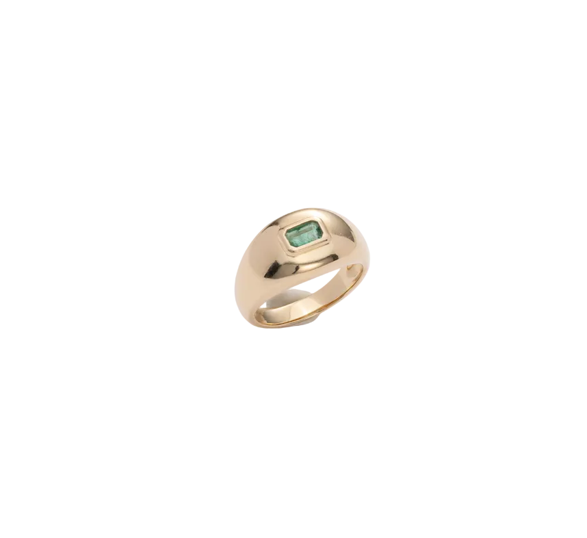 Dome Gold & Emerald Ring