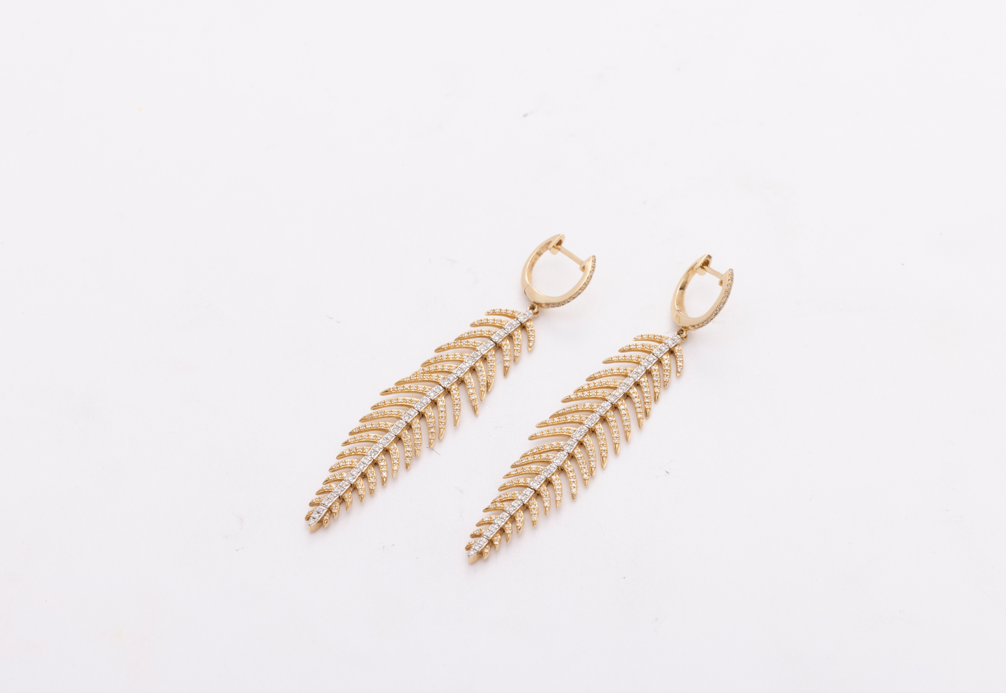 Diamond Feather Earrings