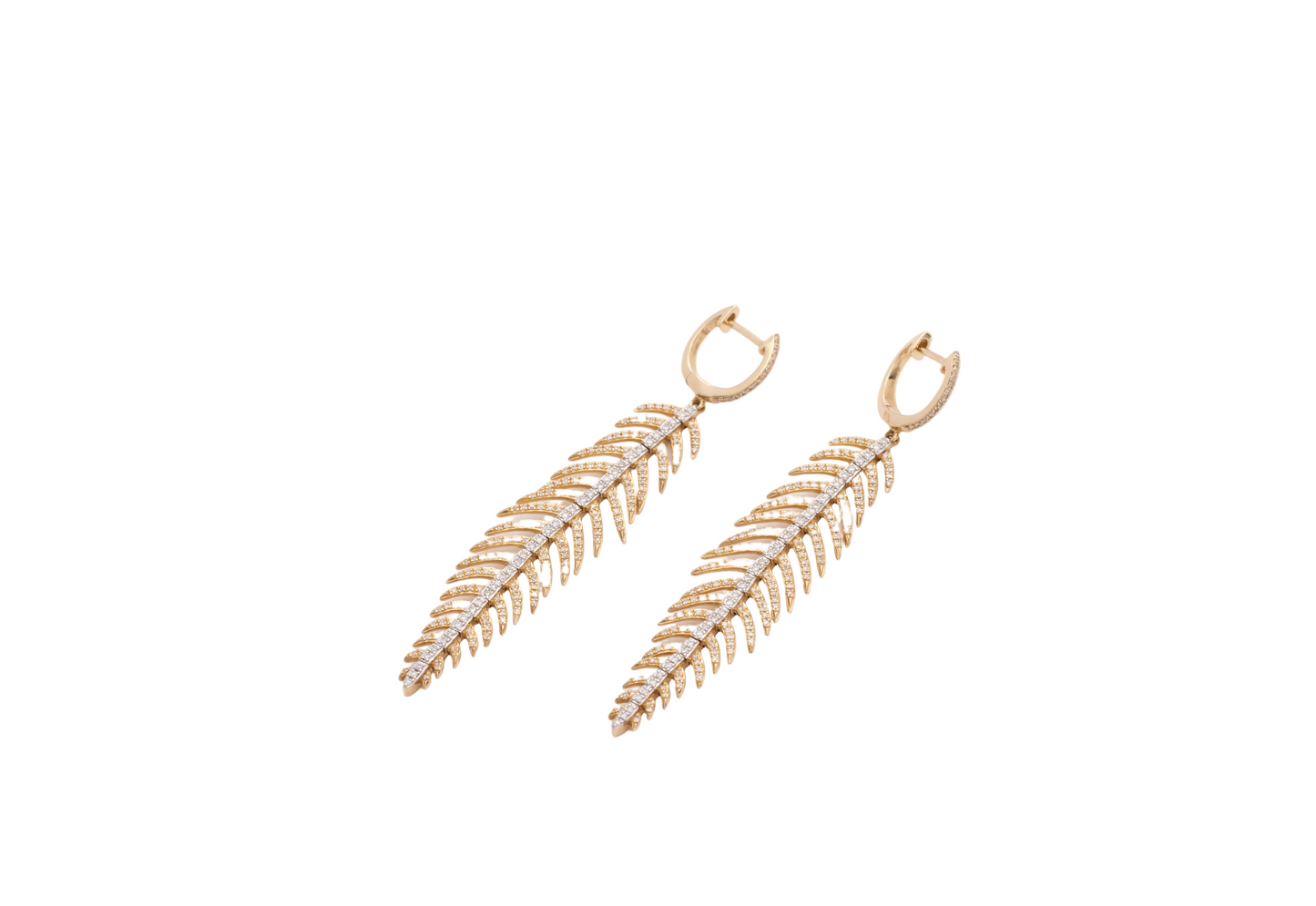 Diamond Feather Earrings