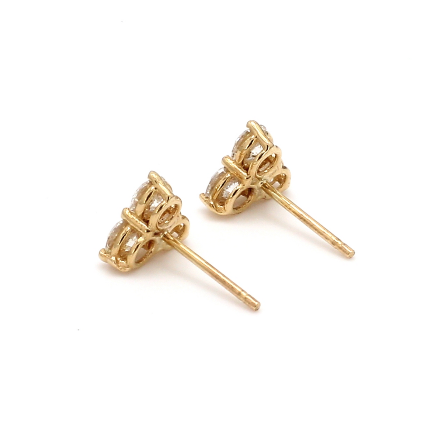 Trio Sparkling Round Diamonds Stud Earrings