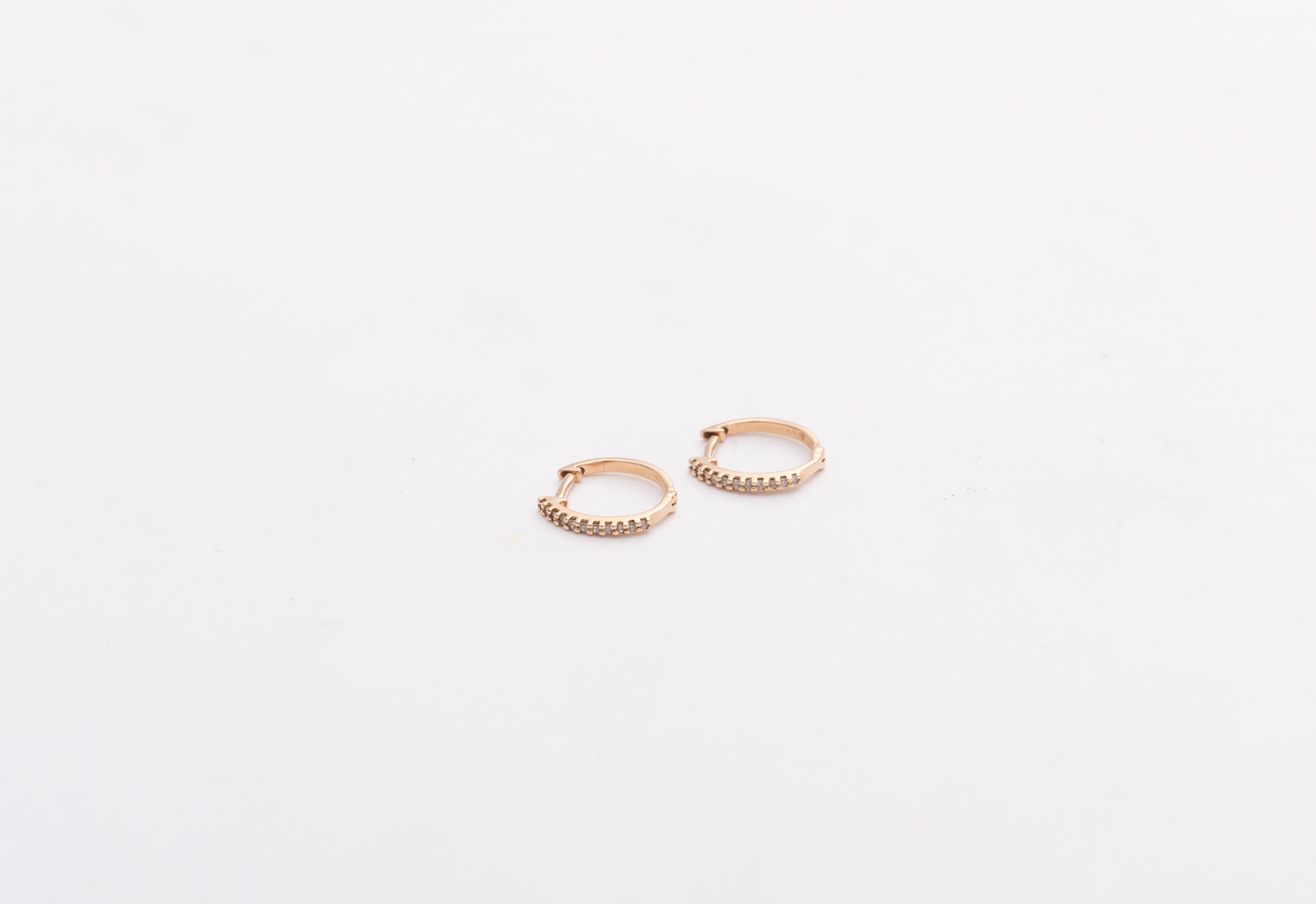 Diamond & Rose Gold Pave Hoop Earrings