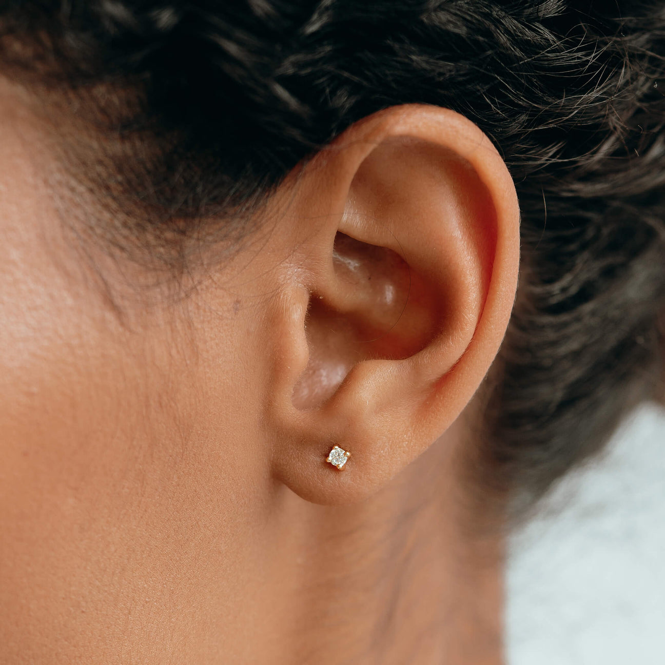 Diamond & Gold Square Stud Earrings