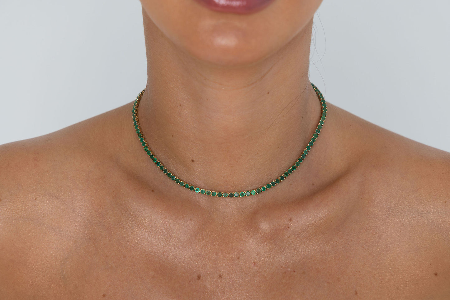 Emerald & Gold Tennis Necklace
