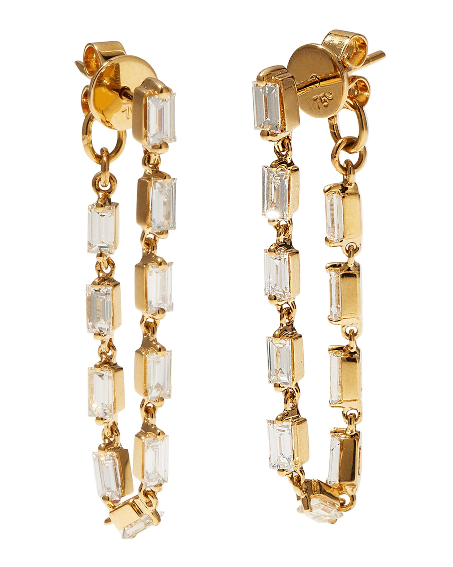 Diamond & Gold Chain Stud Earrings