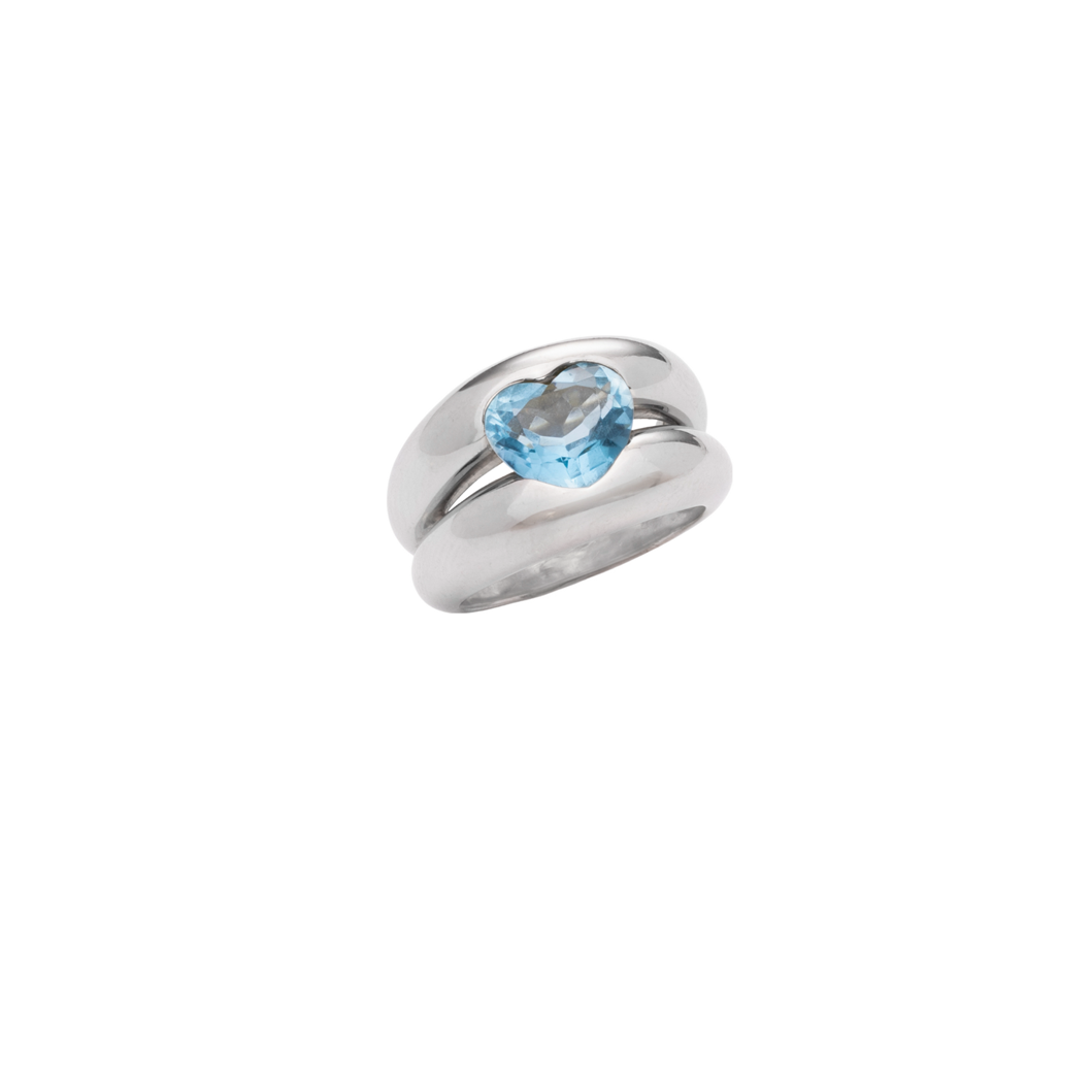 Aquamarine Heart & White Gold Ring