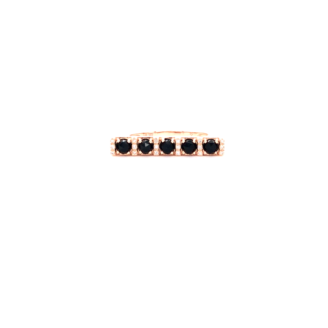 Black Onyx, Diamond & Rose Gold Bar Ring