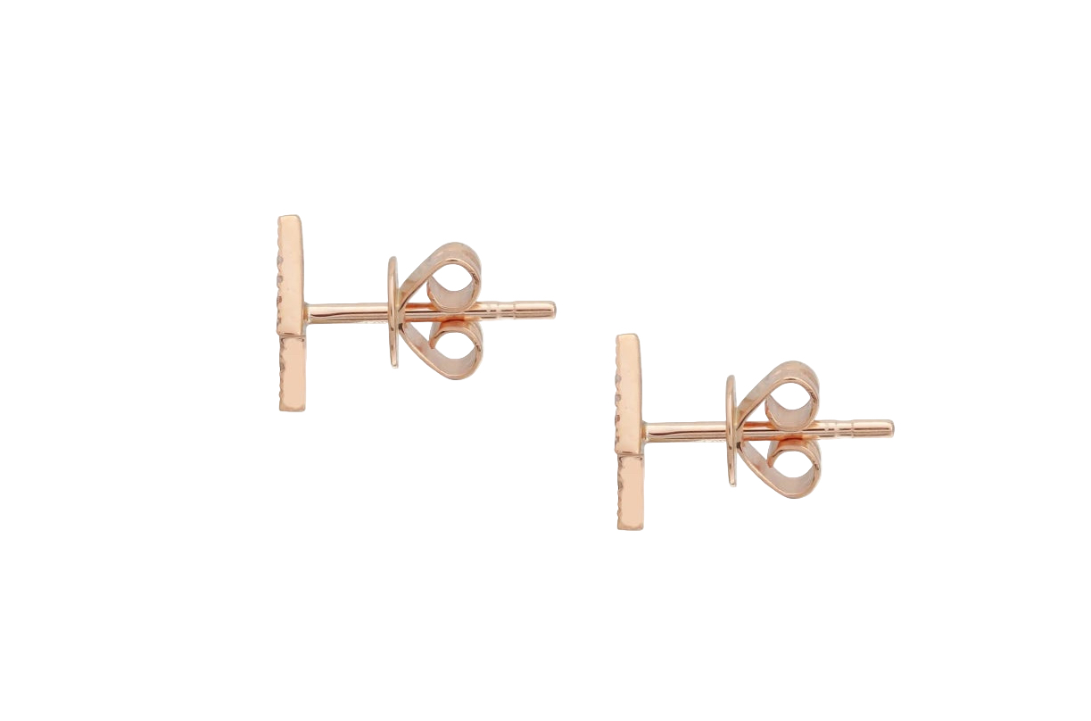 Diamond & Rose Gold Lightning Stud Earrings