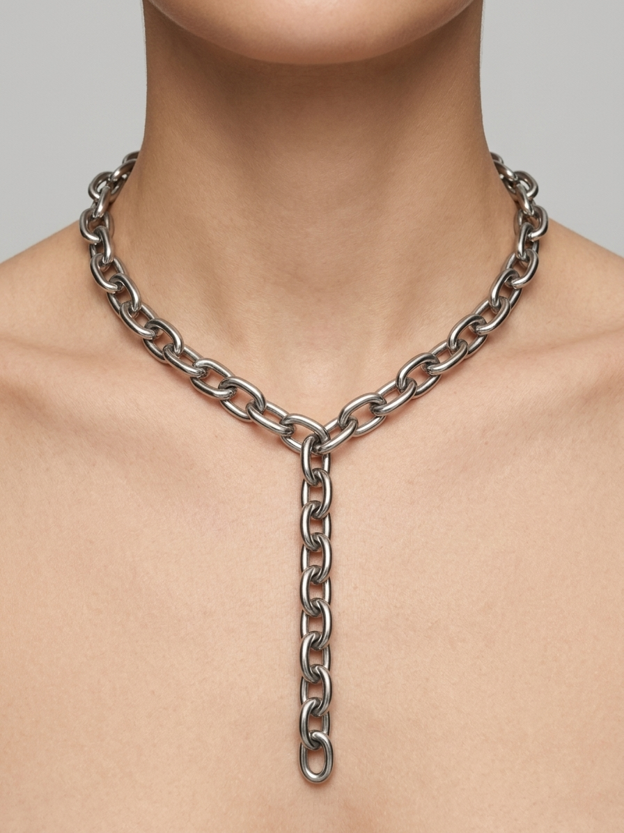 White Rhodium Plated Silver Cuban Link Necklace