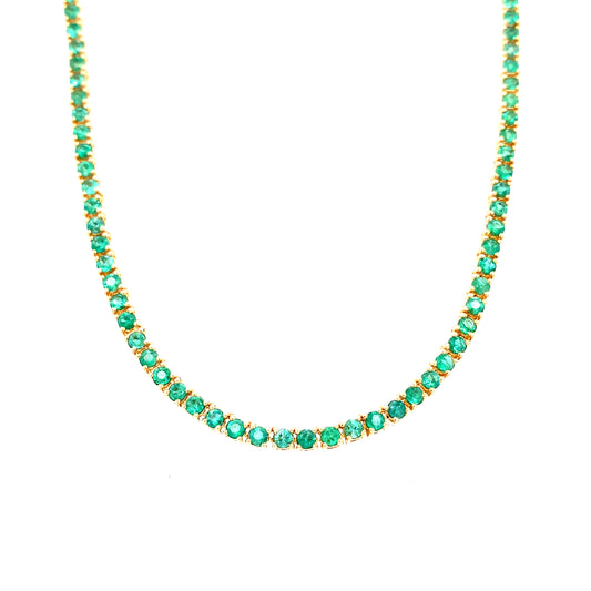 Emerald & Gold Tennis Necklace
