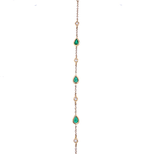 Gold & Diamond Emerald Hand Chain