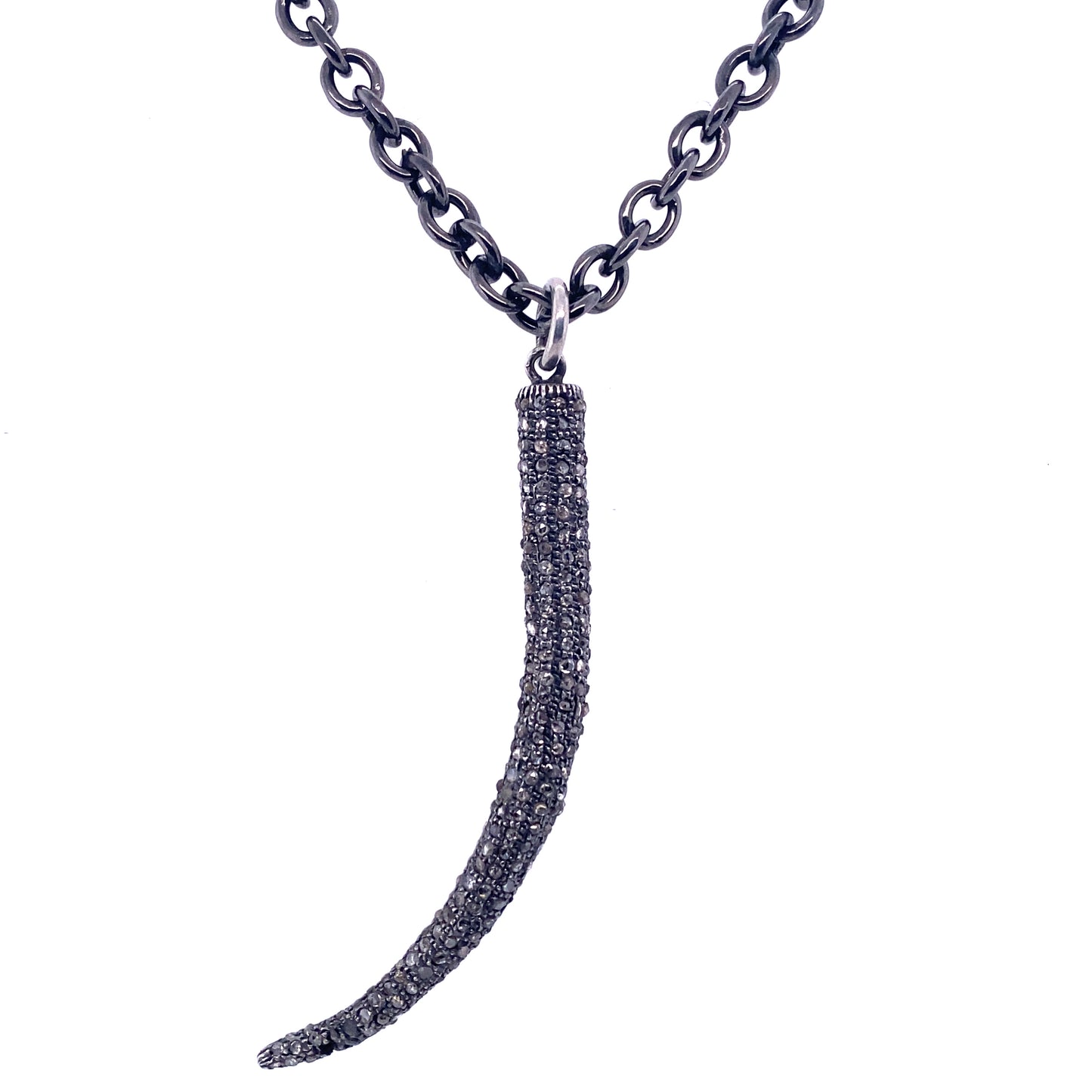 Diamond & Rhodium Horn Necklace