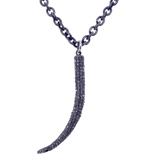 Diamond & Rhodium Horn Necklace