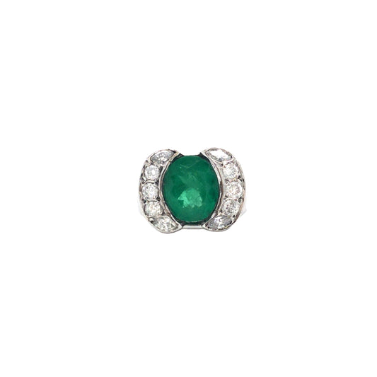 Diamond, Emerald & White Gold Ring