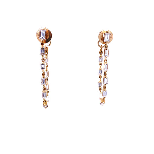 Diamond & Gold Chain Stud Earrings