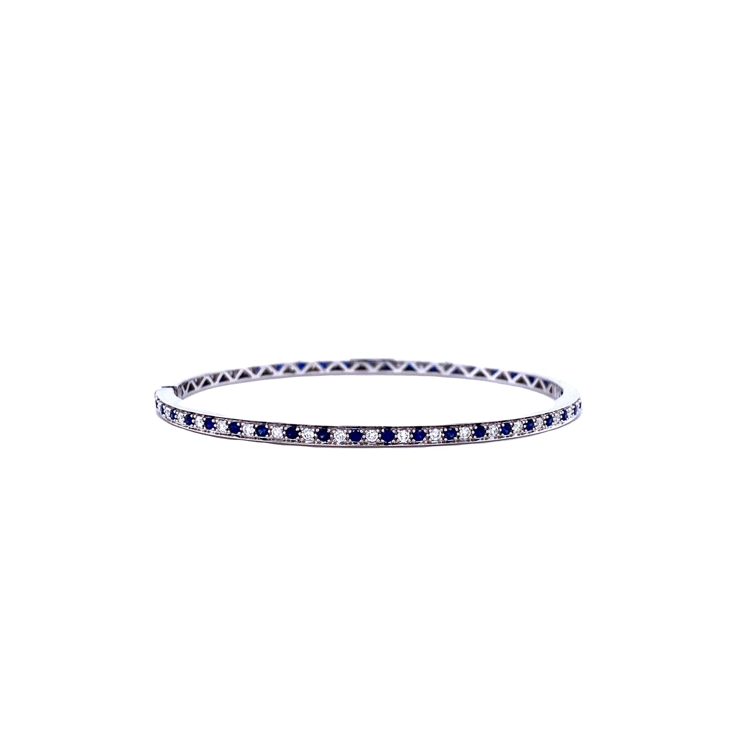 Diamond, Blue Sapphire & White Gold Cuff Bracelet