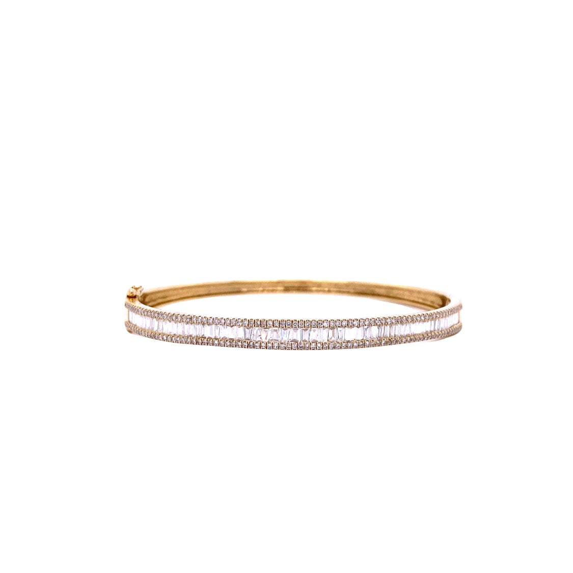 Diamond & Yellow Gold Baguette Cuff Bracelet