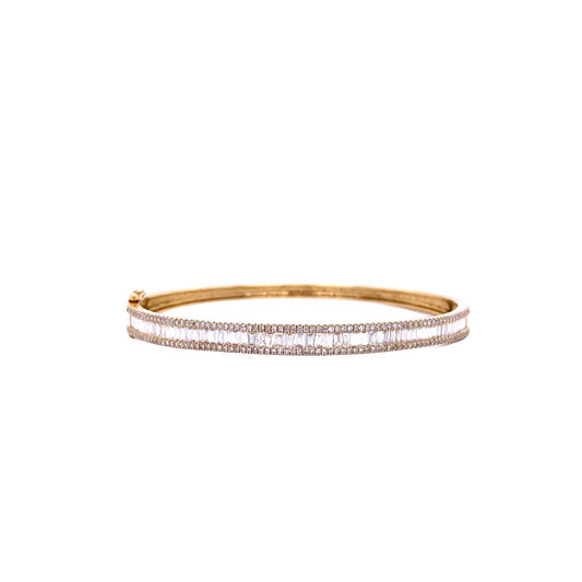 Diamond & Yellow Gold Baguette Cuff Bracelet