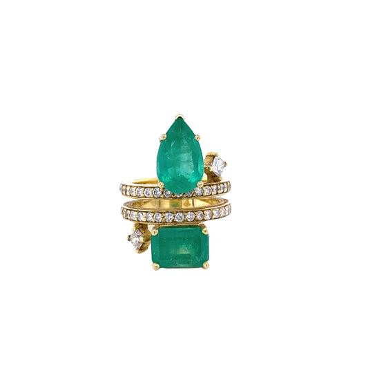 Diamond & Colombia Emerald Gold Ring