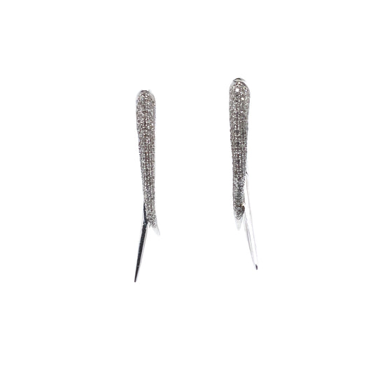 Diamond & White Gold Pave Horn Earrings