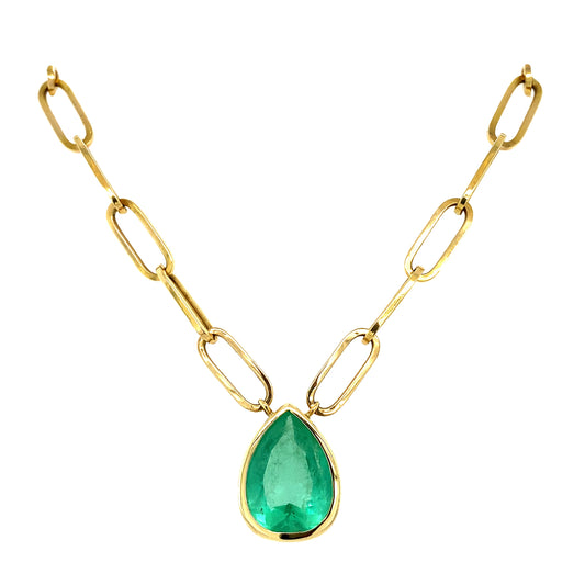 Emerald & Gold Cuban Necklace