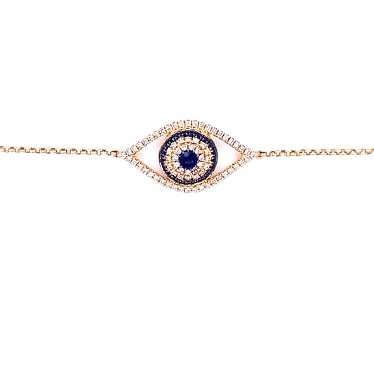 Diamond, Blue Sapphire & Gold Evil Eye Bracelet