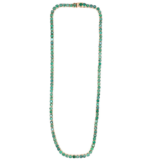 Emerald & Gold Tennis Necklace