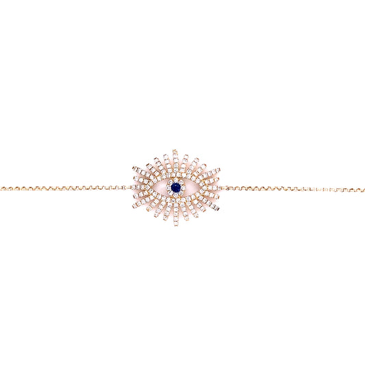 Diamond, Blue Sapphire & Gold Lashes Evil Eye Bracelet