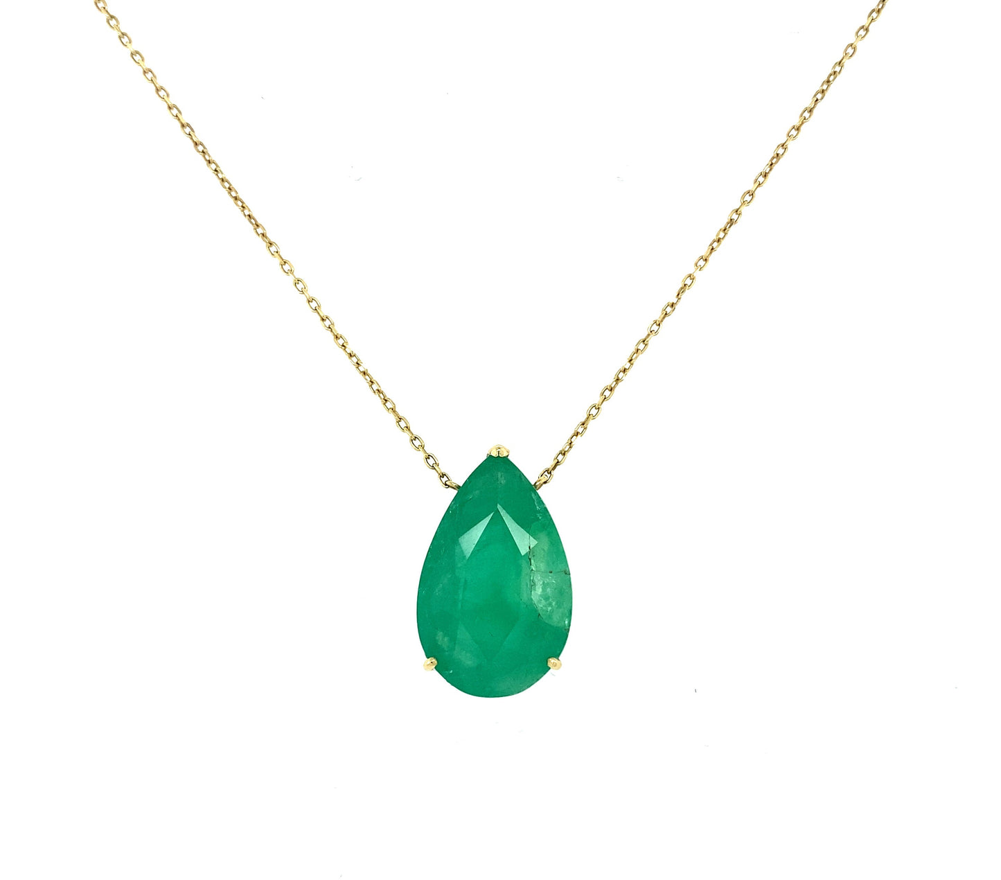 Colombia Emerald Pear & Gold Necklace