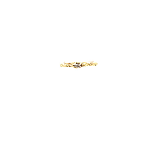 Gold & Diamond Pinky Rope Ring