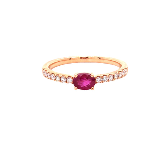 Diamond, Ruby & Rose Gold Ring