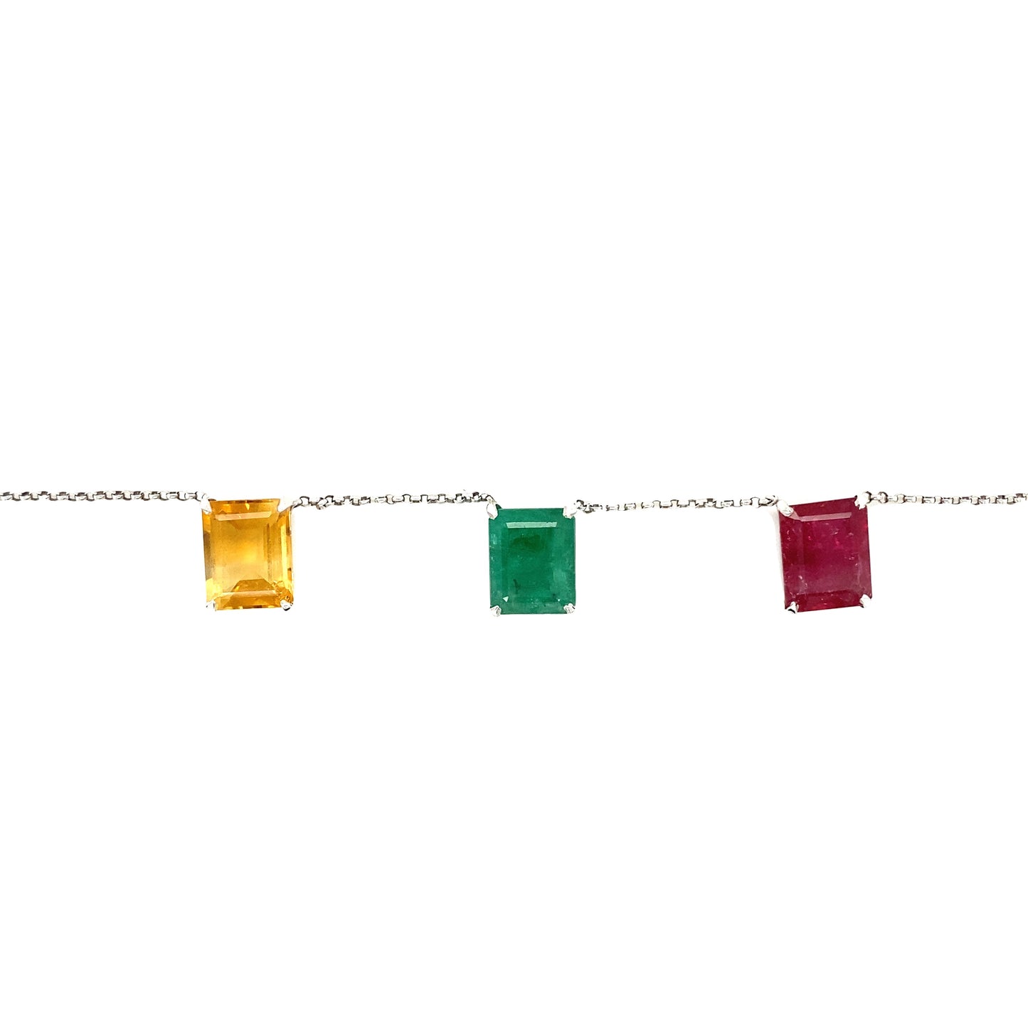 Multi-Stone & Silver Chain Anklet